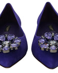 Embellished Crystal Purple Suede Flats