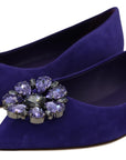 Embellished Crystal Purple Suede Flats