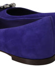 Embellished Crystal Purple Suede Flats