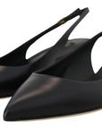 Elegant Black Leather Slingback Pumps