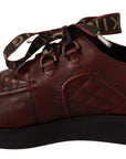 Elegant Bordeaux Derby Leather Shoes