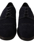 Elegant Suede Derby Shoes with Silver Studs