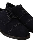 Elegant Suede Derby Shoes with Silver Studs