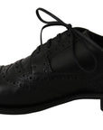Elegant Black Leather Derby Wingtip Dress Shoes