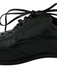 Elegant Green Brogues Oxford Wingtip Flats