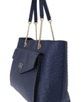 Elegant Ostrich Leather Handbag in Blue