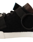 Shearling-Trimmed Leather Sneakers