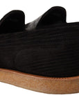 Elegant Black Alligator Leather Loafers