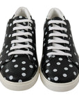 Black Polka Dotted Leather Sneakers