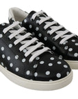 Black Polka Dotted Leather Sneakers