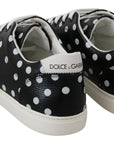 Black Polka Dotted Leather Sneakers