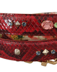 Elegant Red Python Leather Bag Strap