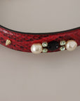 Elegant Red Python Leather Shoulder Strap