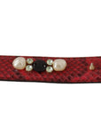 Elegant Red Python Leather Shoulder Strap