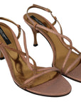 Chic Ankle Strap Sandals in Pink and Brown