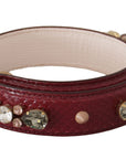 Elegant Python Leather Bag Strap in Bordeaux