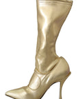 Elegant Gold Ankle Boots Socks with Rhinestones