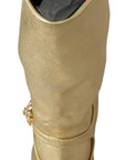 Elegant Gold Ankle Boots Socks with Rhinestones