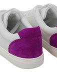 Chic White Leather Sneakers with Purple Accents