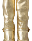 Elegant Gold Ankle Boots Socks with Rhinestones