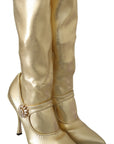 Elegant Gold Ankle Boots Socks with Rhinestones