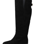 Elegant Black Suede Knee High Boots