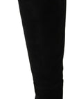 Elegant Black Suede Knee High Boots