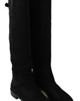 Elegant Black Suede Knee High Boots