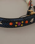 Elegant Blue Python Leather Bag Strap