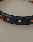 Elegant Blue Python Leather Bag Strap