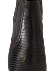 Elegant Black Leather Lizard Skin Derby Boots