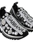 Chic Monochrome Crystal Studded Sneakers