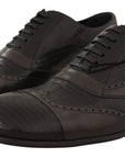 Elegant Brown Lizard Leather Oxford Shoes