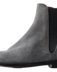 Elegant Gray Chelsea Leather Boots