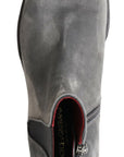 Elegant Gray Chelsea Leather Boots