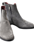 Elegant Gray Chelsea Leather Boots