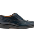 Elegant Blue Leather Brogue Shoes