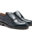 Elegant Blue Leather Brogue Shoes