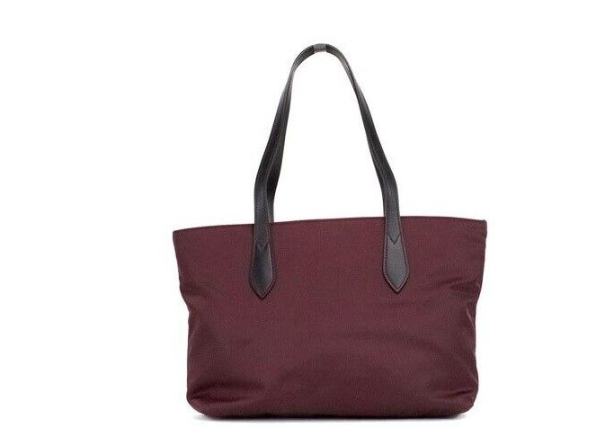 Small Burgundy Logo Branded Econyl Nylon Tote Shoulder Handbag Purse