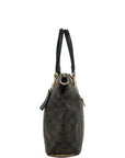 Kacey Khaki Brown Blocked Signature Canvas Top Zip Satchel Handbag