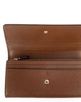 Porter Tan Grained Leather Embossed Continental Clutch Flap Wallet Brown