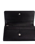 Porter Black Grained Leather Branded Logo Embossed Clutch Flap Wallet