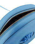 Chic Blue Leather Round Shoulder Bag