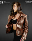 Women's Crocodile Leather Jacket - Athena
