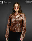 Women's Crocodile Leather Jacket - Athena