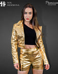 Cropped Leather Blazer For Women - Anna