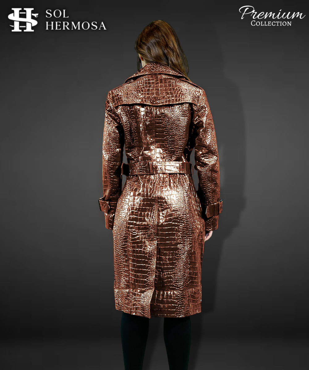Women&#39;s Leather Trench Coat - Artemis