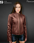 Women's Leather Bomber Jacket - Ananke