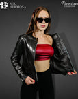 Women's Leather Bomber Jacket - Dione