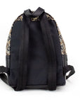 Signet Mini Black Logo Printed Leather Shoulder Backpack Bookbag